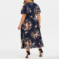 Floral Chiffon Plus Size Dress-Pink-L-State of Style
