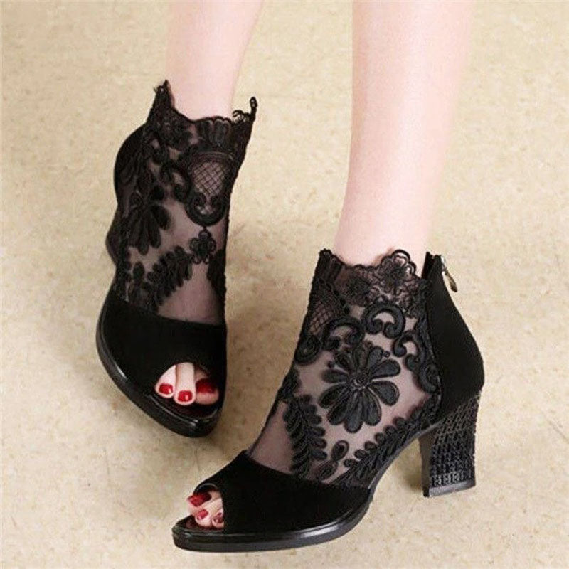 Floral Heels | Elegant Women's Shoes-Black-3.5-State of Style