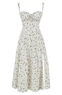 Floral Maxi Dress with Waist Detail - Fleur-Green-S-State of Style