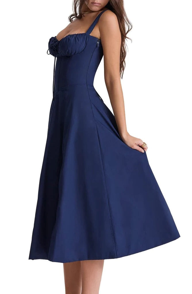 Floral Maxi Dress with Waist Detail - Fleur-Rose Blossom-S-State of Style