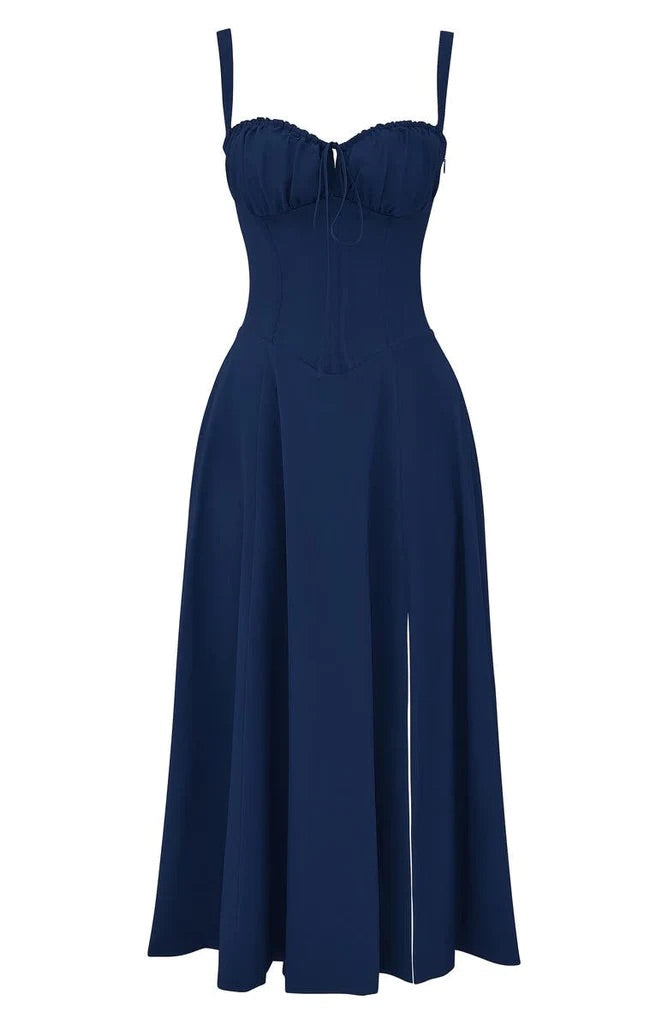 Floral Maxi Dress with Waist Detail - Fleur-Rose Blossom-S-State of Style