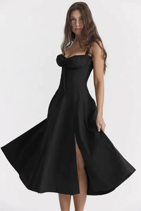 Floral Maxi Dress with Waist Detail - Fleur-Rose Blossom-S-State of Style