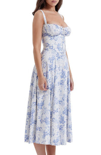 Floral Maxi Dress with Waist Detail - Fleur-Rose Blossom-S-State of Style