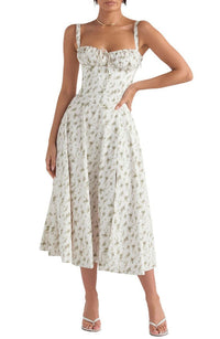 Floral Maxi Dress with Waist Detail - Fleur-Rose Blossom-S-State of Style