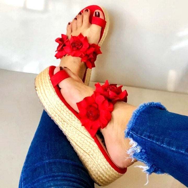 Floral Sandals | Elegant Women's Footwear-Red-3.0-State of Style