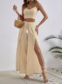 Floral Spaghetti Strap Two-Piece Set | Stylish & Comfortable-Yellow-M-State of Style
