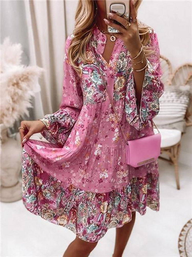 Floral Summer Dress | Elegant & Breezy-Pink-S-State of Style