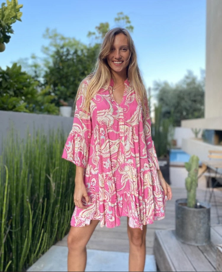 Floral Summer Dress | Elegant & Breezy-Pink-S-State of Style