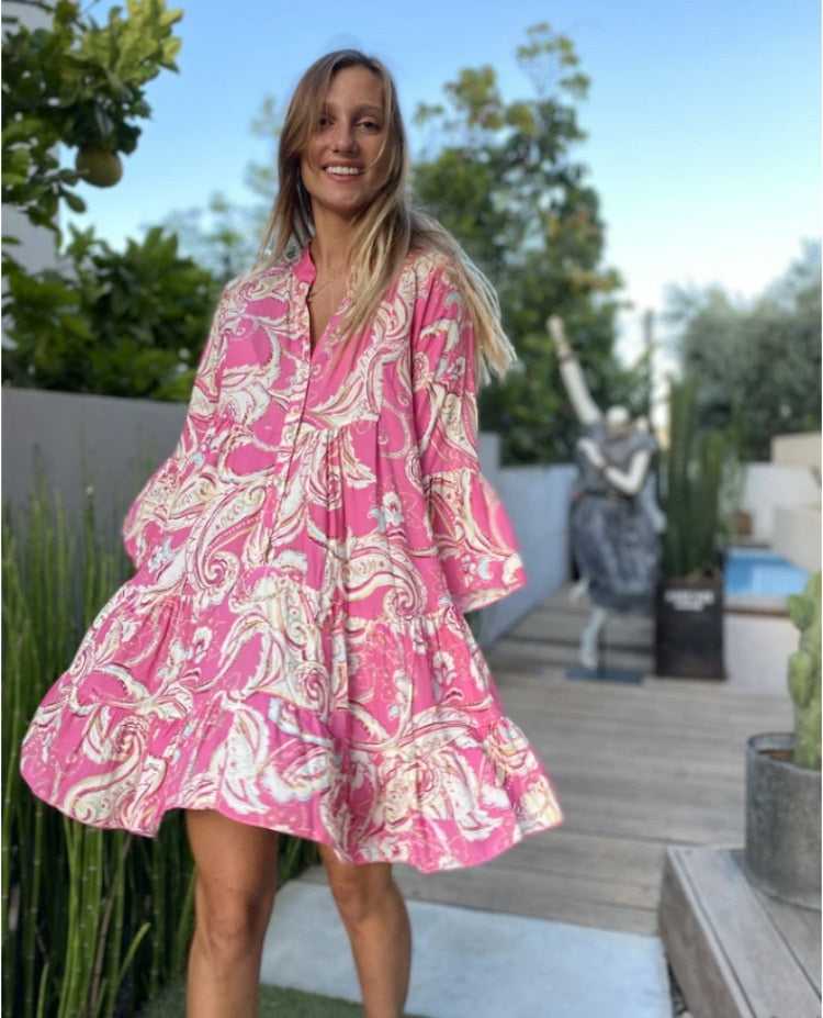 Floral Summer Dress | Elegant & Breezy-Pink-S-State of Style