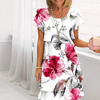 Floral waterfall summer dress with adjustable straps – Leona-Red-S-State of Style