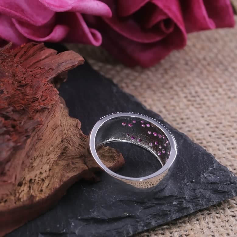 Flower Design Women's Ring | Elegant Floral Jewellery-Green-5-State of Style