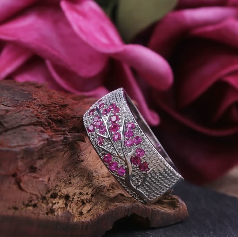Flower Design Women's Ring | Elegant Floral Jewellery-Green-5-State of Style