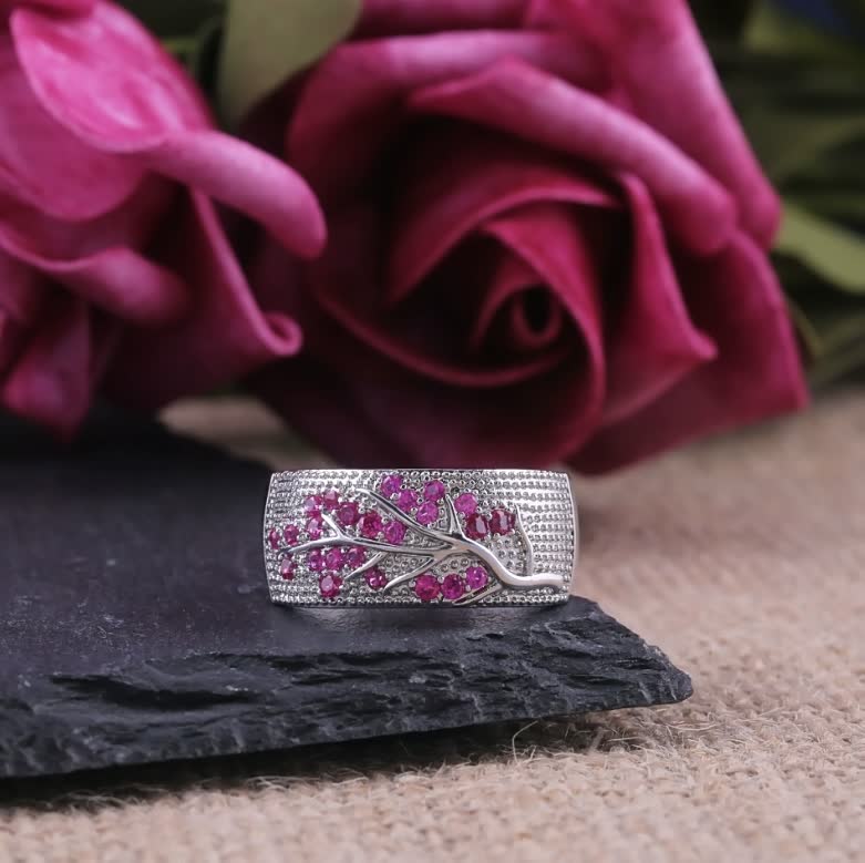 Flower Design Women's Ring | Elegant Floral Jewellery-Green-5-State of Style