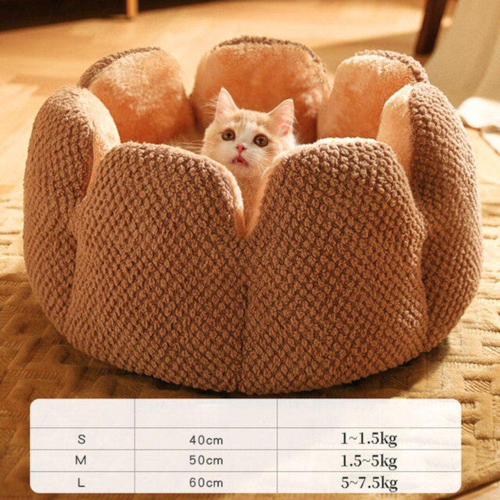 Flower-Shaped Pet Bed - PetBloom-Grey-S (40 cm)-State of Style