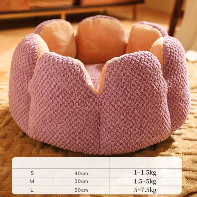 Flower-Shaped Pet Bed - PetBloom-Grey-S (40 cm)-State of Style