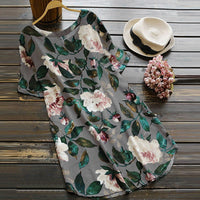 Flowered summer casual dress with short sleeves for women – Malina-Gray-S-State of Style