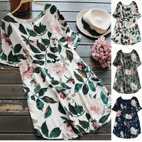 Flowered summer casual dress with short sleeves for women – Malina-White-S-State of Style
