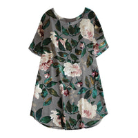 Flowered summer casual dress with short sleeves for women – Malina-White-S-State of Style