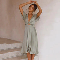 Flowing Retro Summer Dress - Aurora-Ochre-S-State of Style