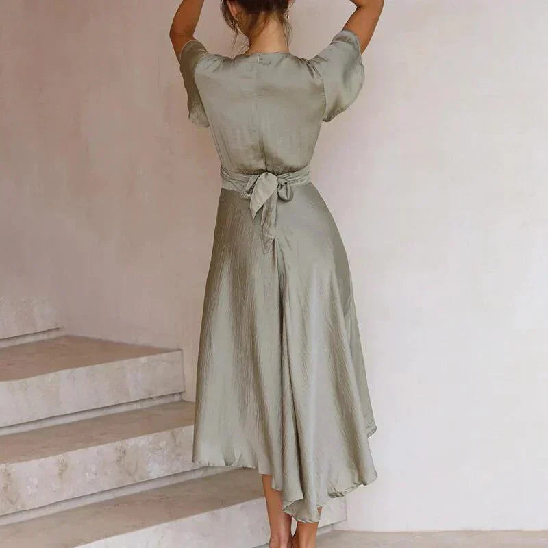 Flowing Retro Summer Dress - Aurora-Pink-S-State of Style