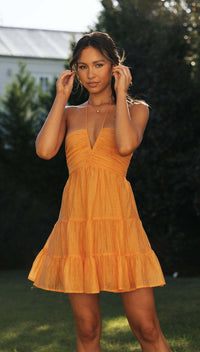 Flowing & Sleeveless Summer Dress for Women – Elina-Orange-S-State of Style