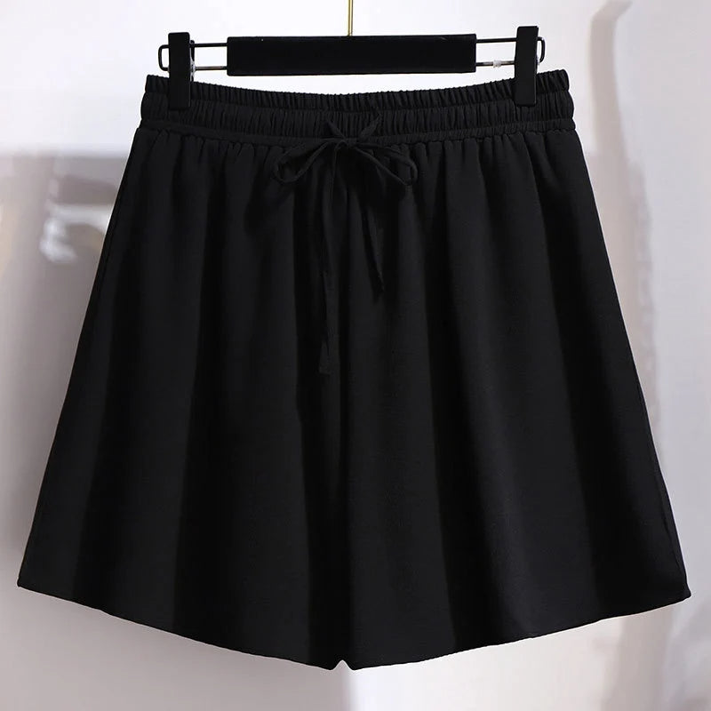 Flowy Chiffon Summer Shorts in Plus Size-Black-2XL-State of Style