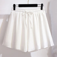 Flowy Chiffon Summer Shorts in Plus Size-White-2XL-State of Style