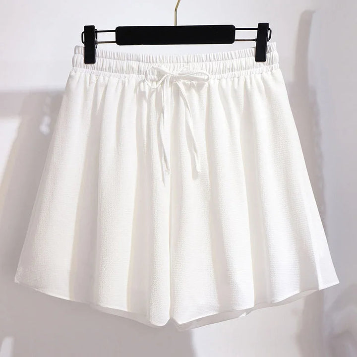 Flowy Chiffon Summer Shorts in Plus Size-White-2XL-State of Style