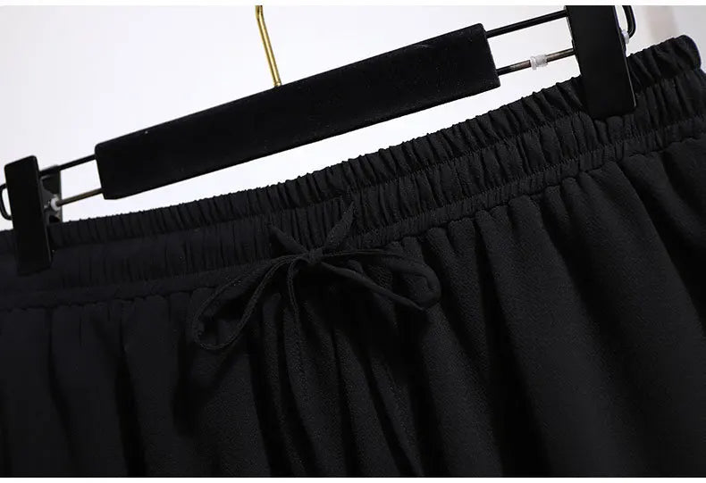 Flowy Chiffon Summer Shorts in Plus Size-White-2XL-State of Style