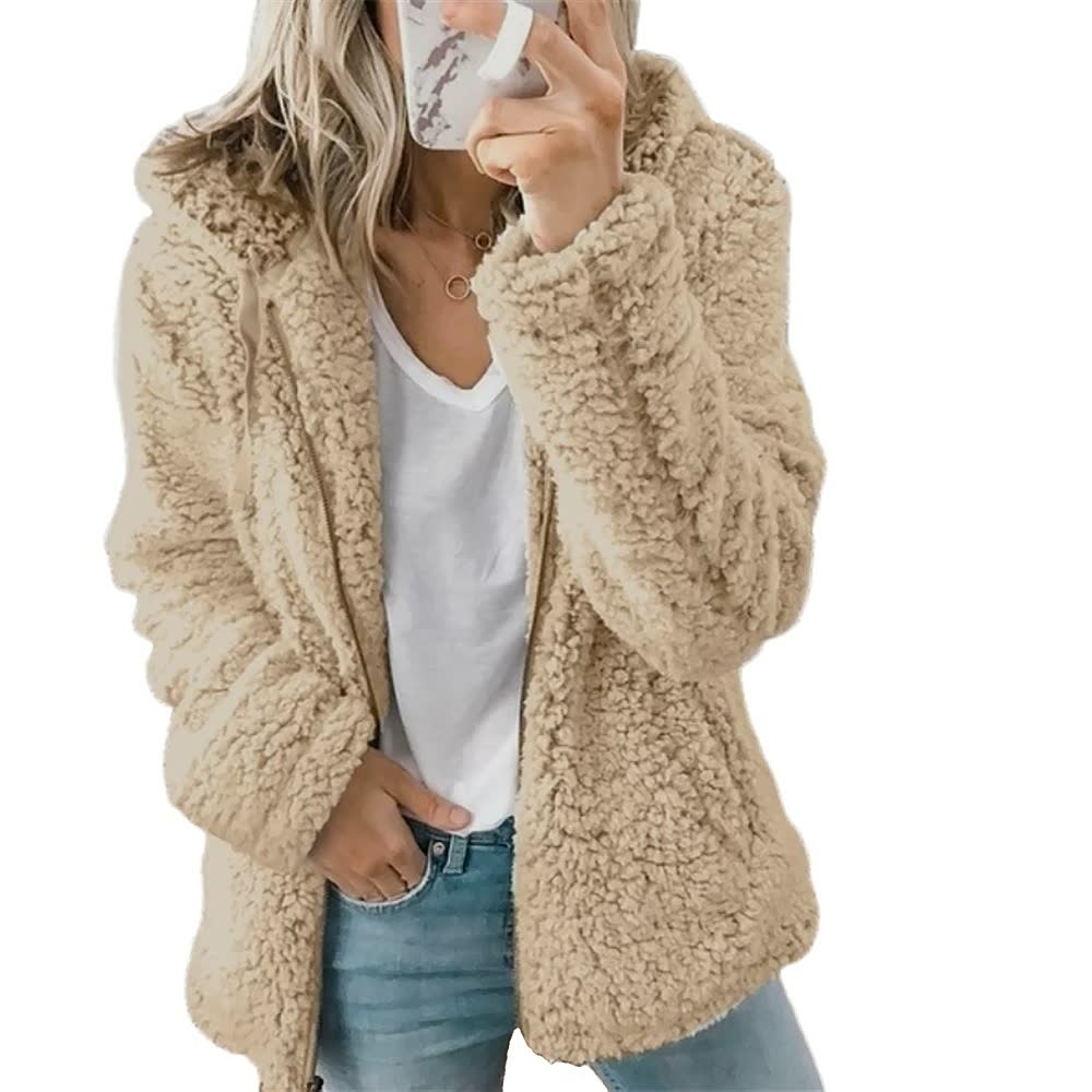 Fluffy Coat Jacket for Women | Stylish & Warm-Khaki-S-State of Style