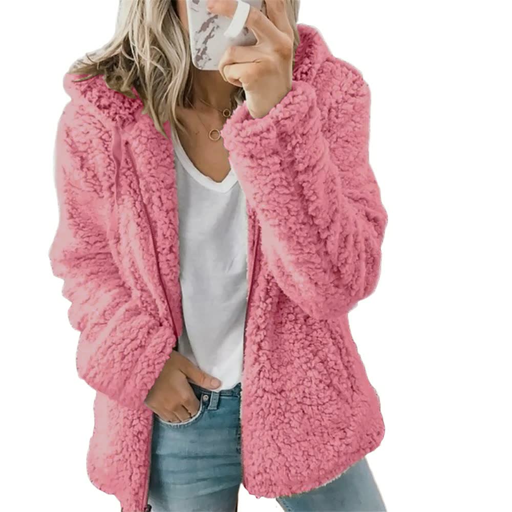 Fluffy Coat Jacket for Women | Stylish & Warm-Pink-S-State of Style