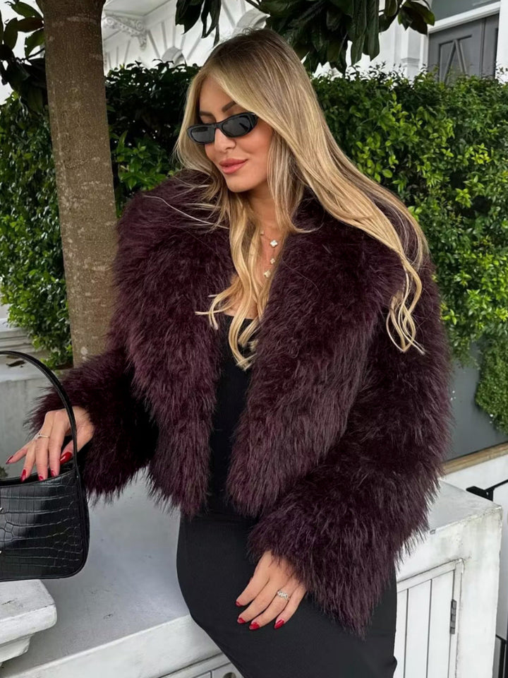 Fluffy Faux Fur Short Coat - Lina-XS-State of Style