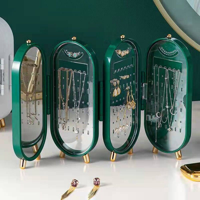 Foldable Oval Jewellery Organiser | Travel Case-WHITE-State of Style