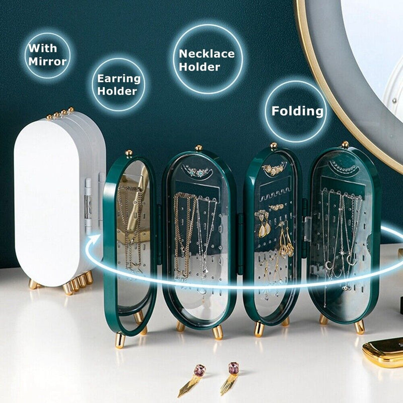 Foldable Oval Jewellery Organiser | Travel Case-WHITE-State of Style
