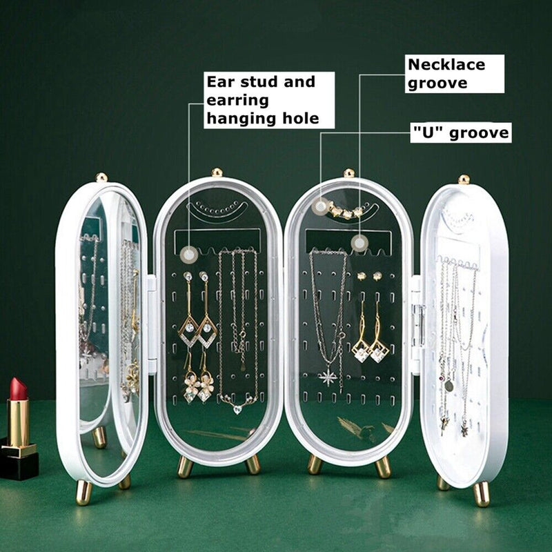 Foldable Oval Jewellery Organiser | Travel Case-WHITE-State of Style