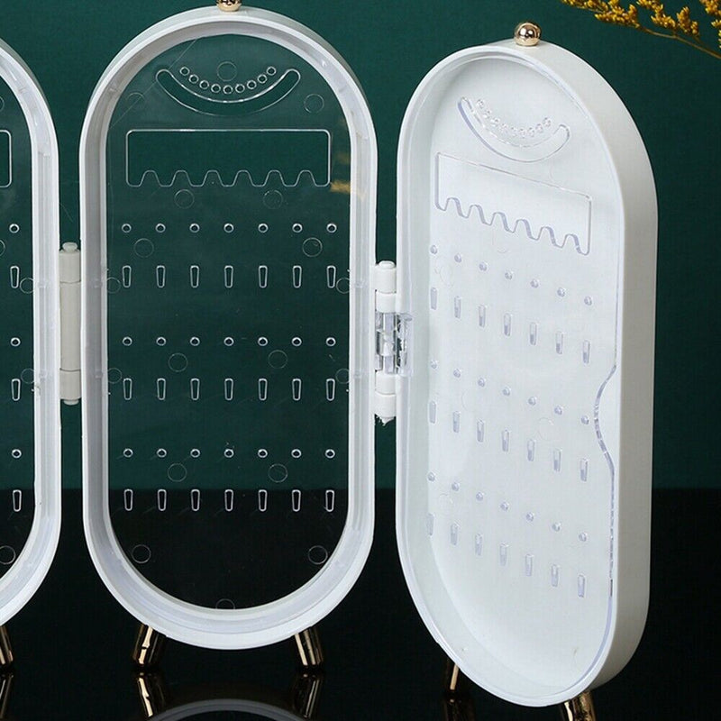Foldable Oval Jewellery Organiser | Travel Case-WHITE-State of Style