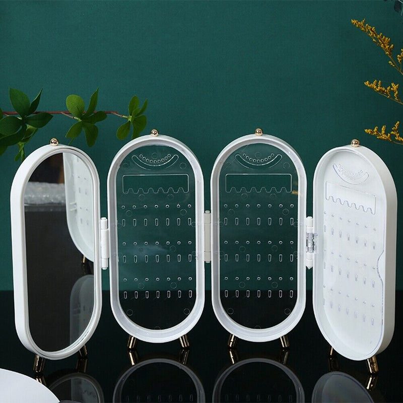 Foldable Oval Jewellery Organiser | Travel Case-WHITE-State of Style