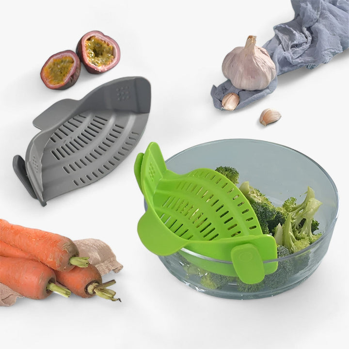 Foldable Silicone Kitchen Strainer – FlexiStrain-Grey-State of Style