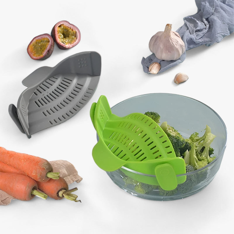 Foldable Silicone Kitchen Strainer – FlexiStrain-Grey-State of Style