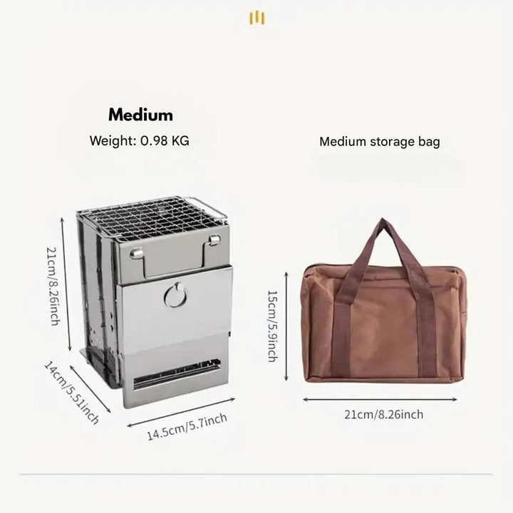 Foldable Stainless Steel Wood Stove - TrailFlame-Medium-State of Style