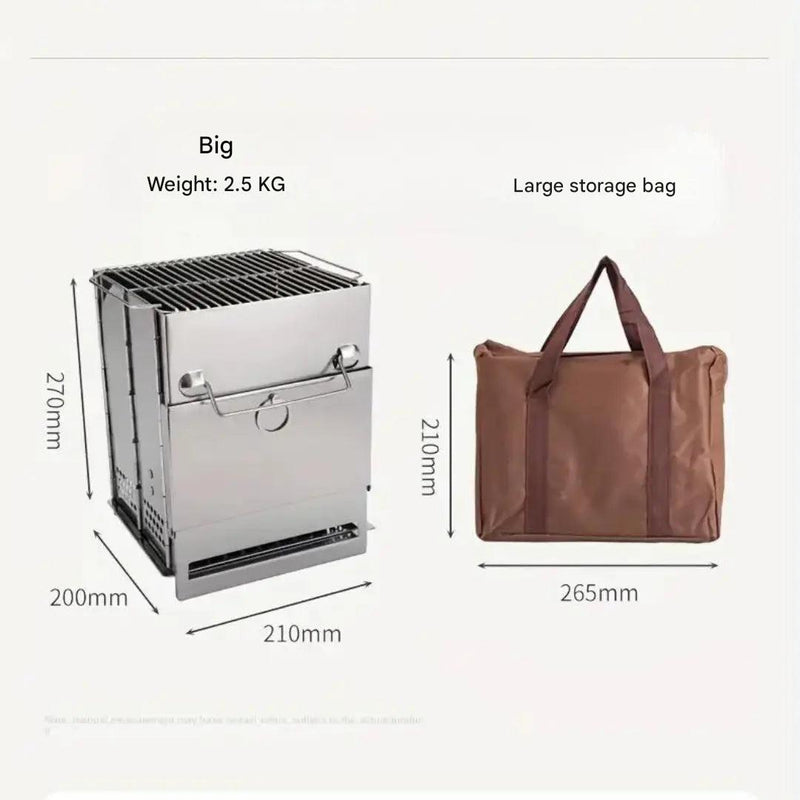 Foldable Stainless Steel Wood Stove - TrailFlame-Medium-State of Style