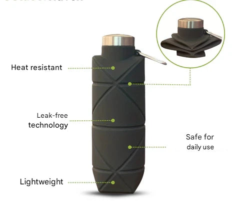 Foldable Water Bottle 750 ML - AquaFold-Black-State of Style