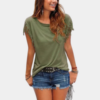 French summer T-shirt with a relaxed fit – Mila-Army green-S-State of Style