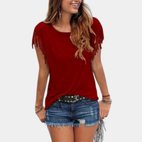 French summer T-shirt with a relaxed fit – Mila-Red-S-State of Style