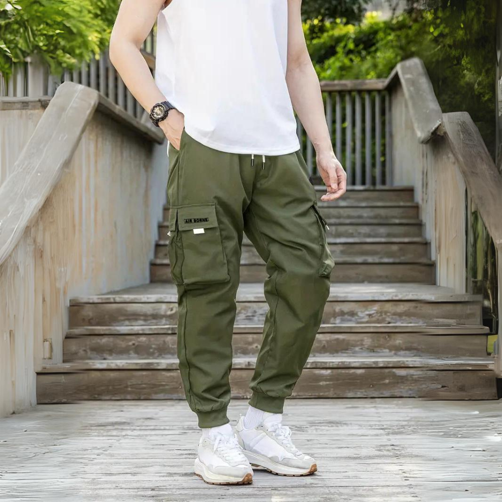 Functional Cargo Pants with Drawstring - Maxwell-Army Green-S-State of Style
