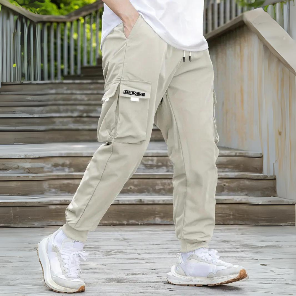 Functional Cargo Pants with Drawstring - Maxwell-Beige-S-State of Style