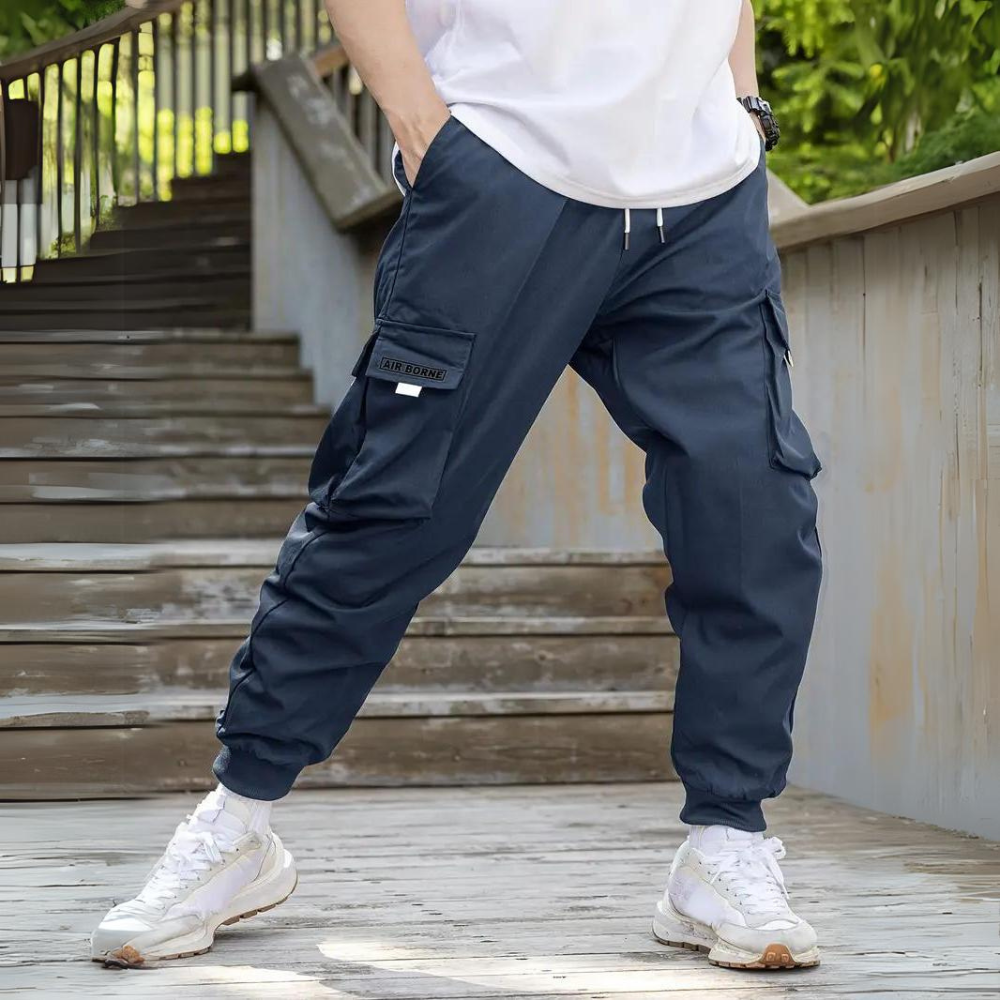 Functional Cargo Pants with Drawstring - Maxwell-Blue-S-State of Style