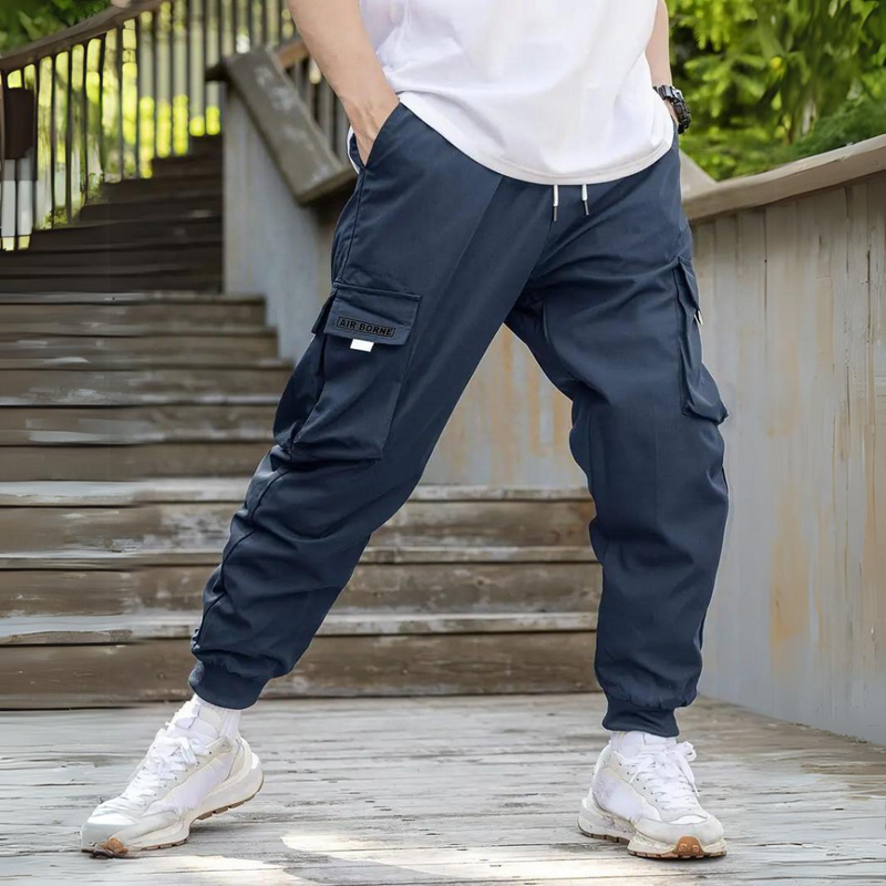 Functional Cargo Pants with Drawstring - Maxwell-Blue-S-State of Style
