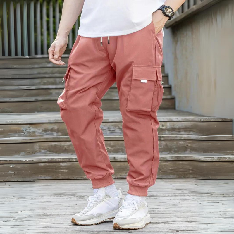 Functional Cargo Pants with Drawstring - Maxwell-Pink-S-State of Style