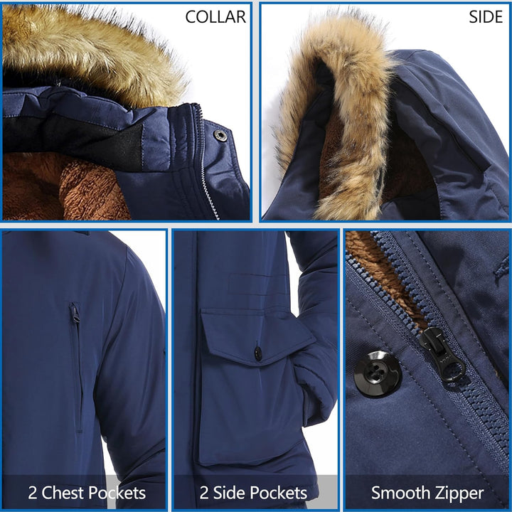Gabriel Men's Winter Jacket with Detachable Hood-Black-S-State of Style